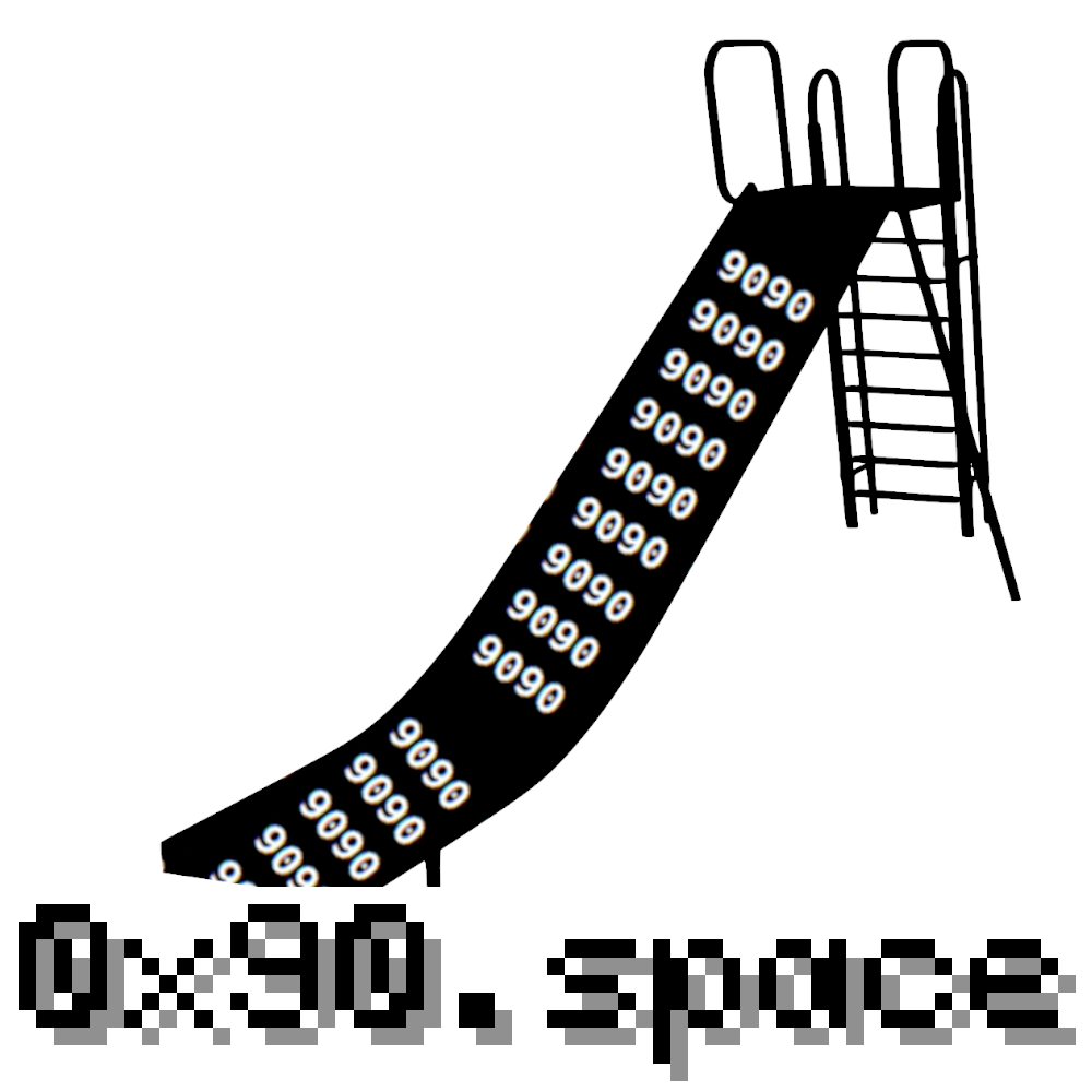 Eine Rutsche, das Logo des 0x90.space