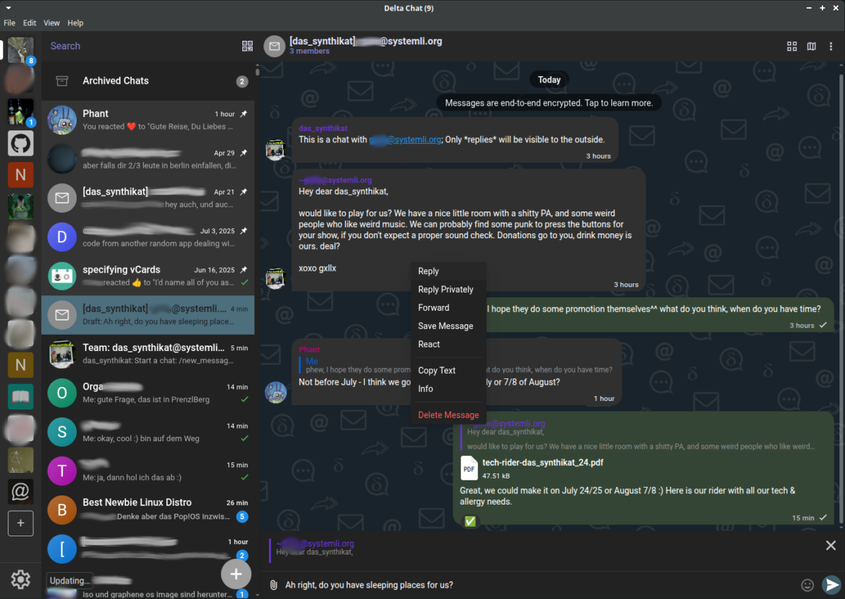 Manage a collective email address – with the Delta Chat team-bot